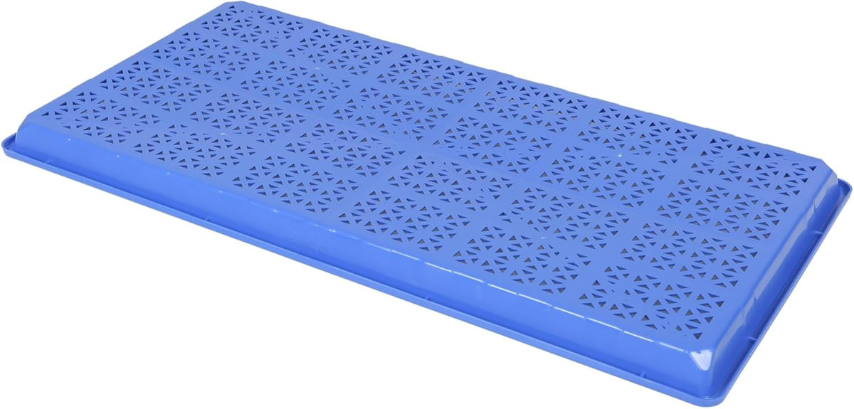 SUNPACK 10" x 20" Heavy Duty Mesh Plastic Seed Starting Tray, Blue, 1" - Ensures Water Drainage and