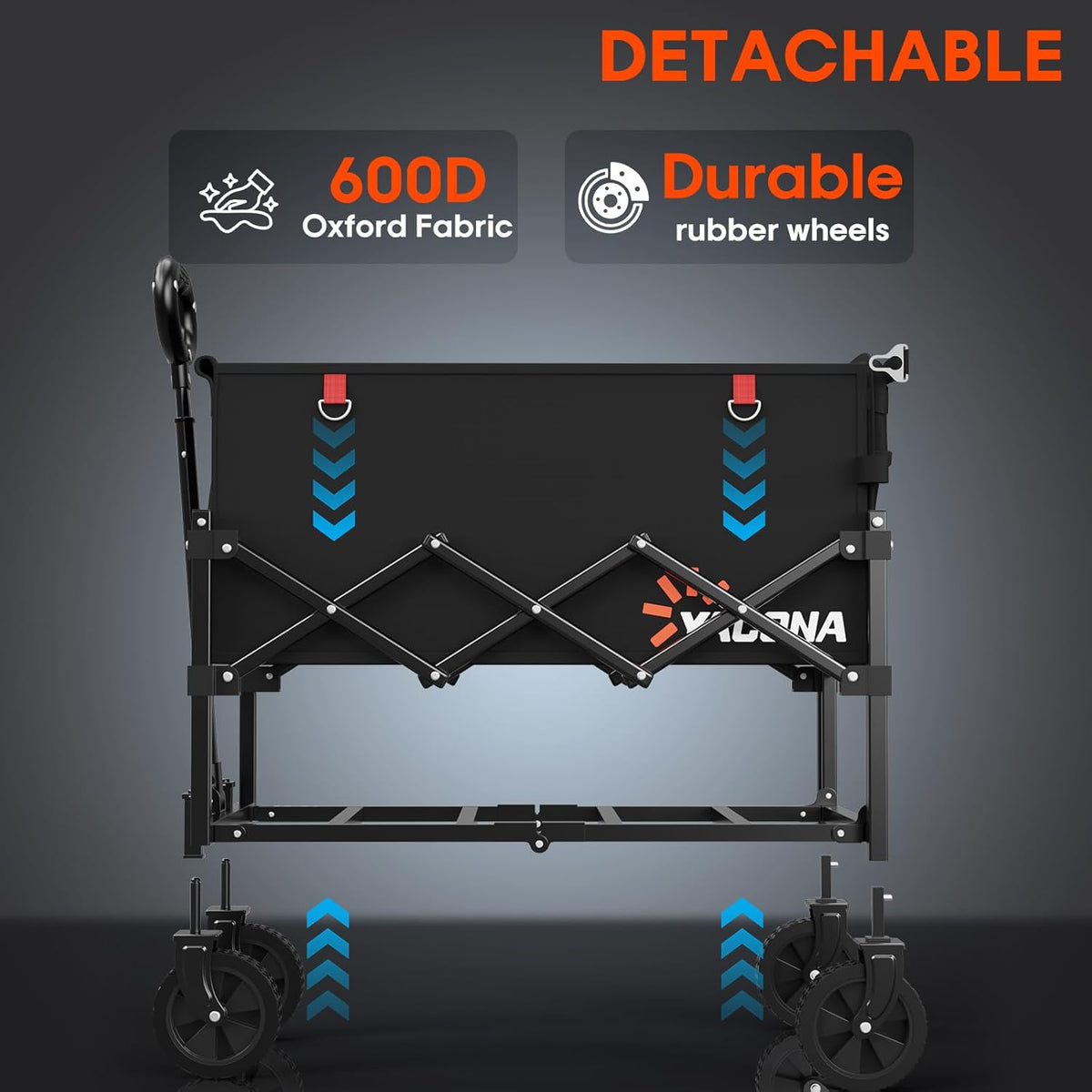 360LBS Heavy-Duty Wagons Carts Foldable 120L Collapsible Wagon Cart with Wheels and Tailgate