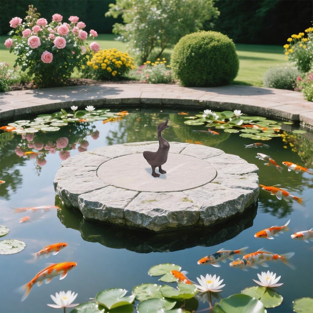 Cast Iron Duck Garden Concrete Garden Statues Duck, Garden Yard Pond Decor Rustic Antique