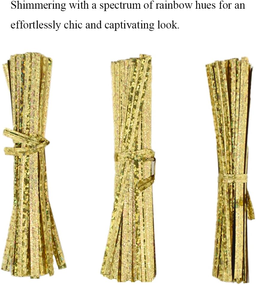 HAHIYO 300Pcs 4inches Holographic Gold Metal Twist Ties Bread Candy Coffee Bag Ties Plant Garden
