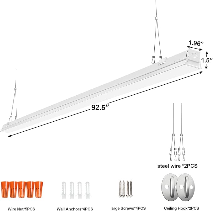 ANTLUX 8FT LED Shop Light Fixture, 110W Strip Light, 12200 LM, 5000K, 8 Foot LED Linear Lights