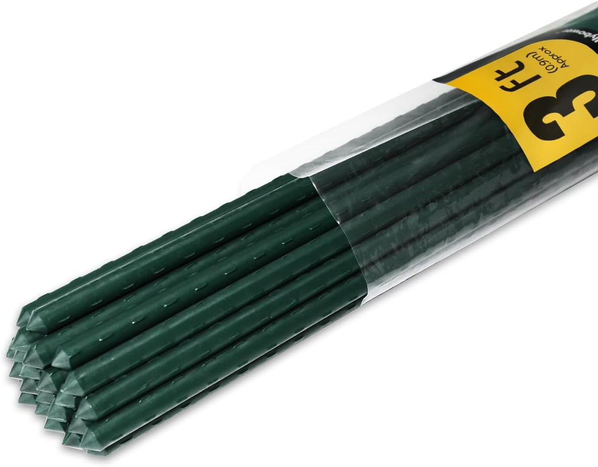 30pcs Steel Plant Stakes 2 Feet,Sturdy Plant Sticks, Plastic Coated Metal Garden Stakes Supports