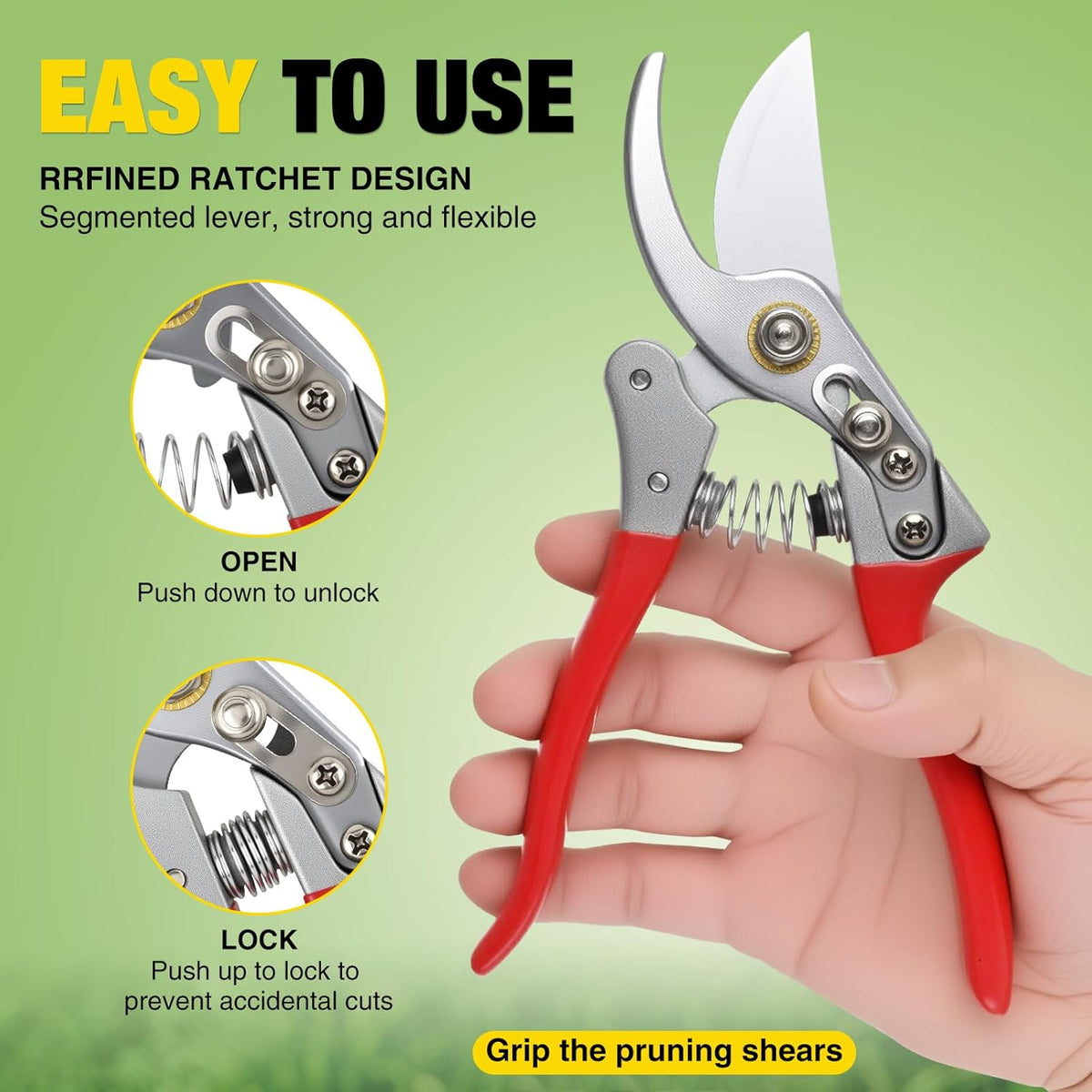 Yesker Pruning Shears Garden Shears 8.6" Professional Bypass Garden Scissors Yard Clippers with