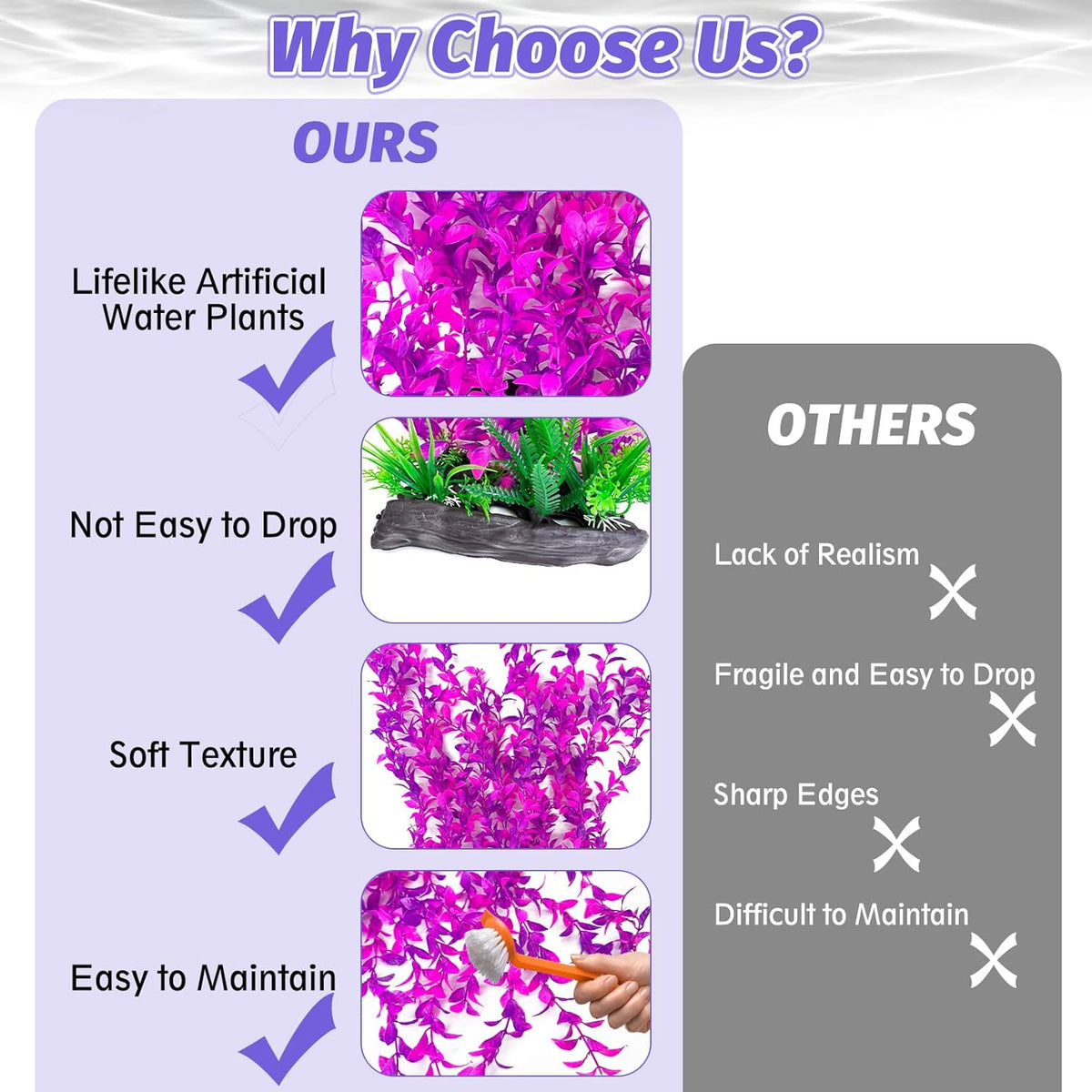 Hamiledyi Aquarium Plastic Plants Aquarium Decor Artificial Fish Tank Plants,Tall Fish Tank