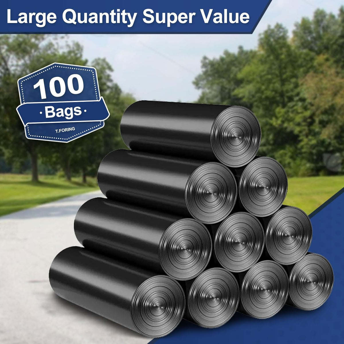 20-30 Gallon Trash Bags Black - 1.28 Mil Thick,30" x 35" Large Garbage Bags 100 Count,20+ Gallon