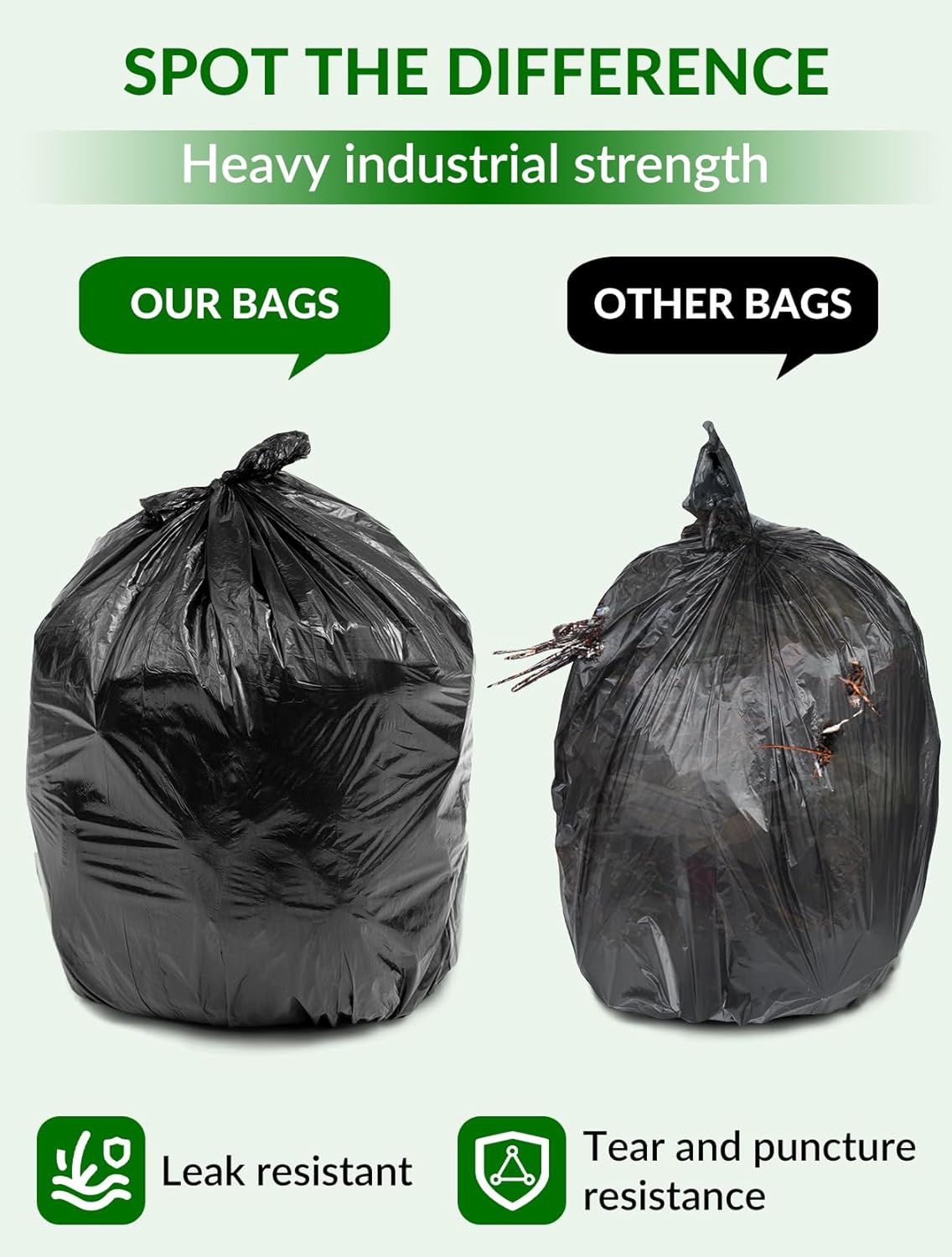 150 Count Heavy Duty Black Trash Bags, 40-45 Gallon, 38x46 Inches, 20 Micron Thick Large Garbage
