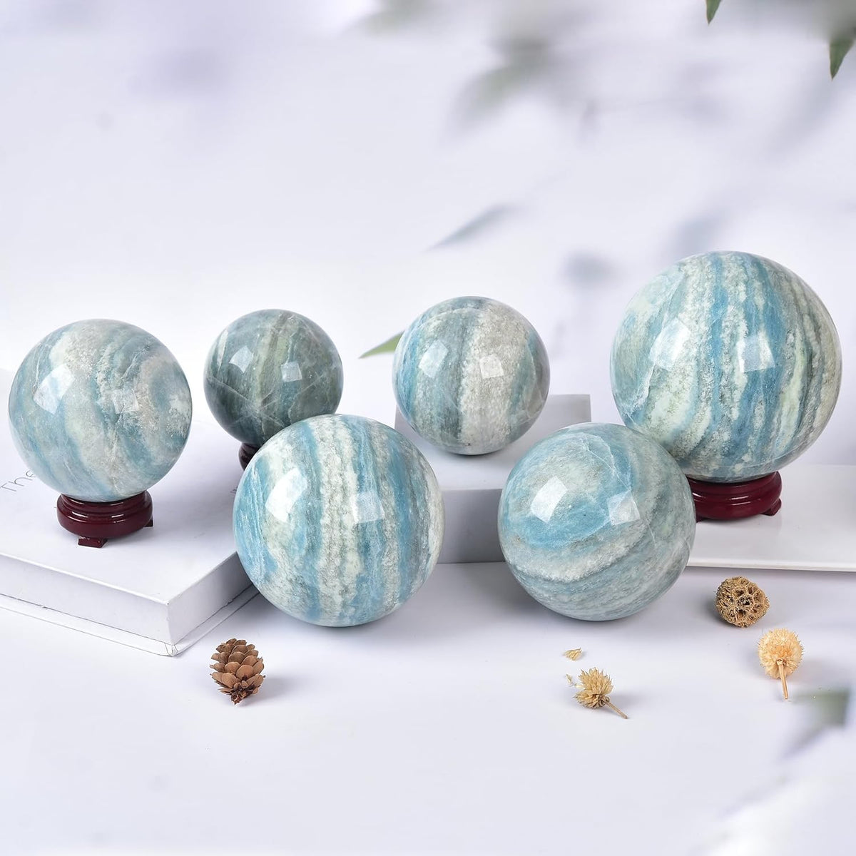 JIC Gem Natural Large Healing Crystal Sphere Ball Trolleite Crystal Decorative Ball Chakra