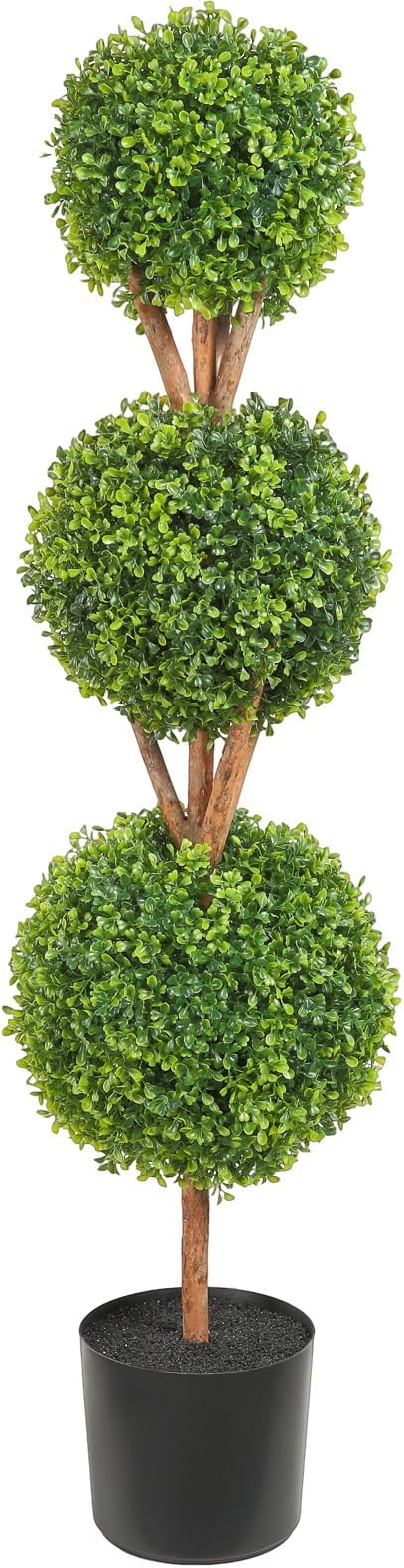 VEVOR Artificial Boxwood Topiary Tree, 48 inch Tall (2 Pieces), Triple Ball-Shaped Faux Topiary