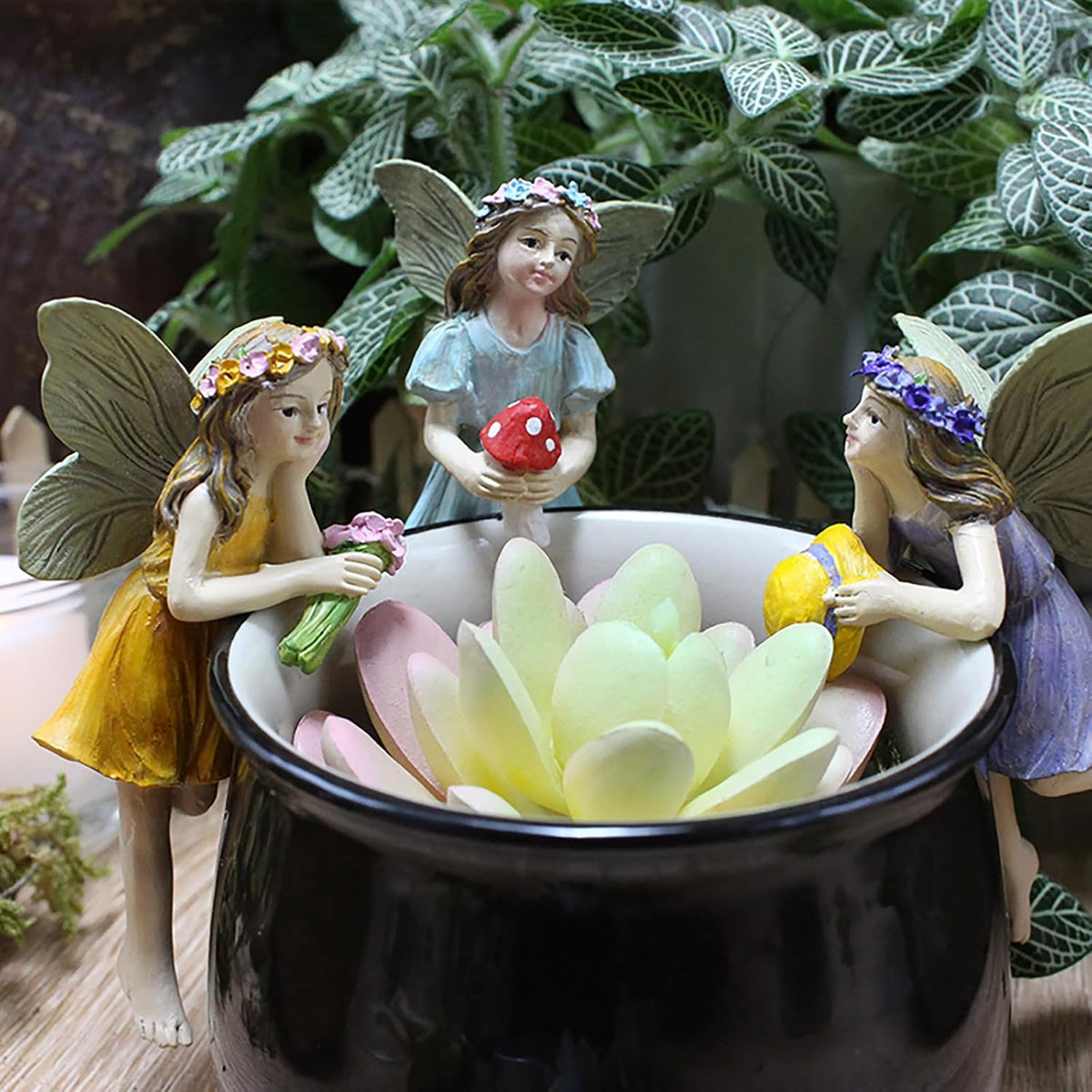 Garden Miniatures Fairies Mini Garden Figurine Set Fairies Statues Without a Stick for Outdoor