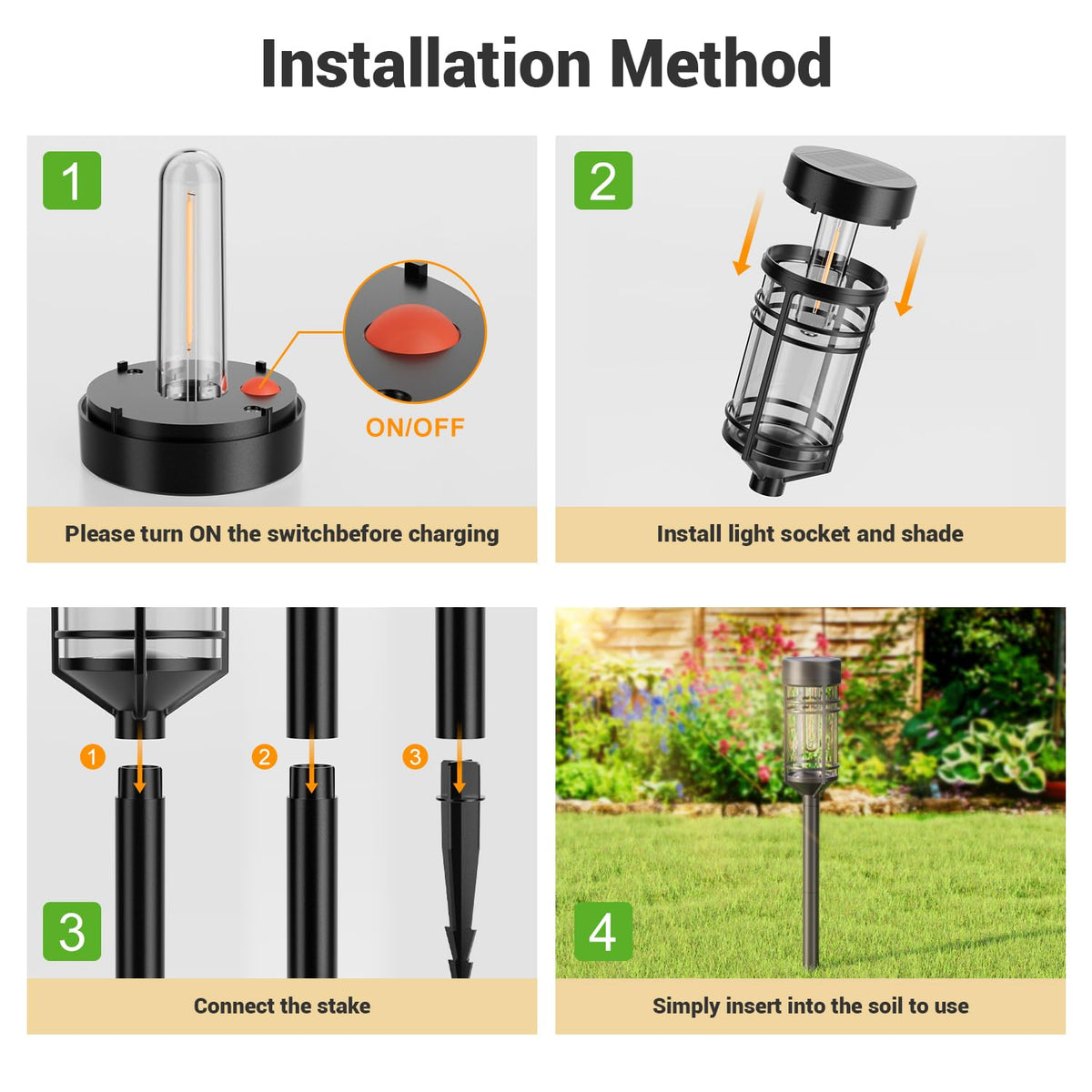 Amzarp 8 Pack Solar Garden Lights, Outdoor Bright LED Solar Pathway Lights