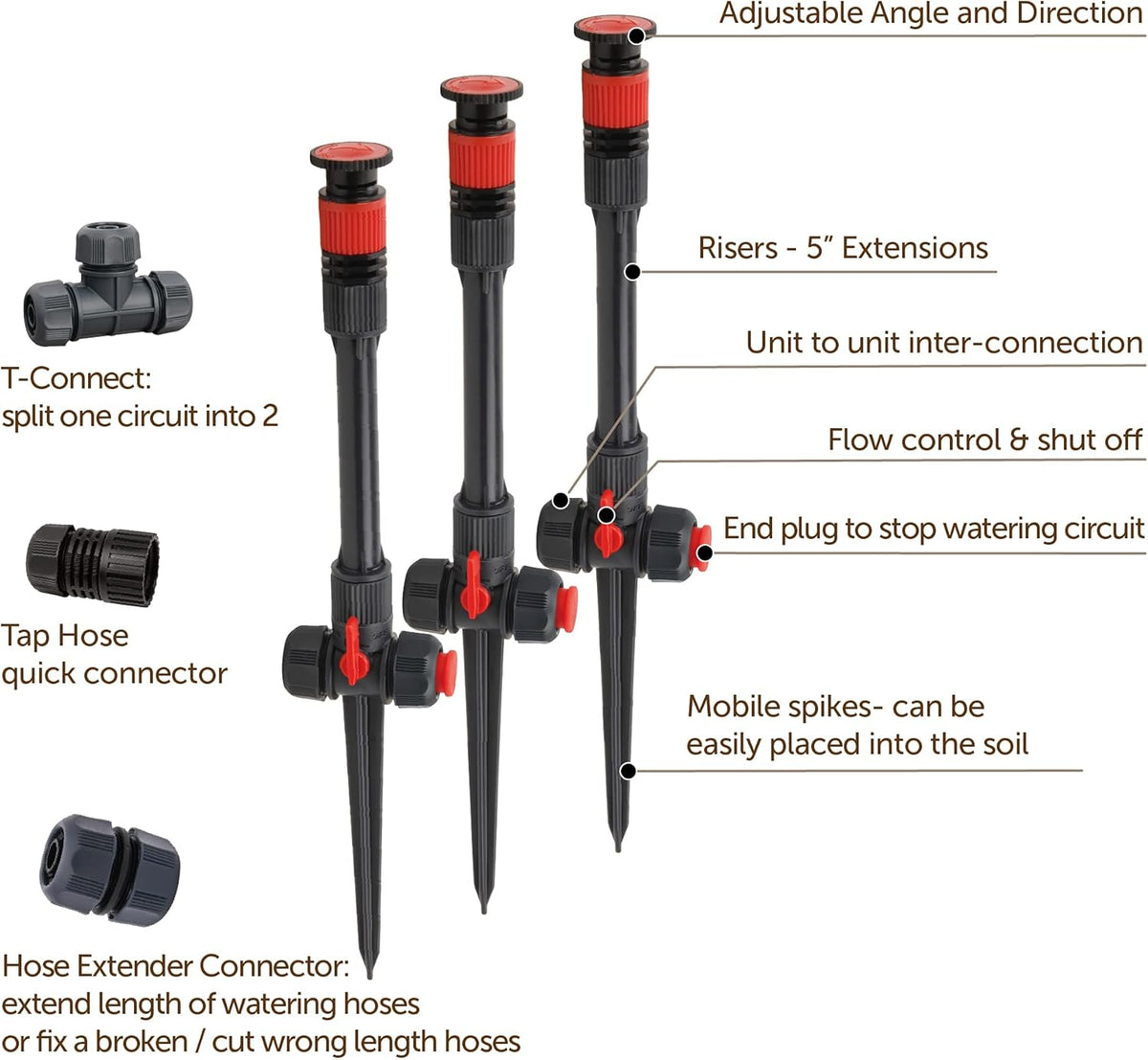 Eden 96093 Multi-Adjustable Flex Design Garden Sprinkler with Extension Set, Great for DIY