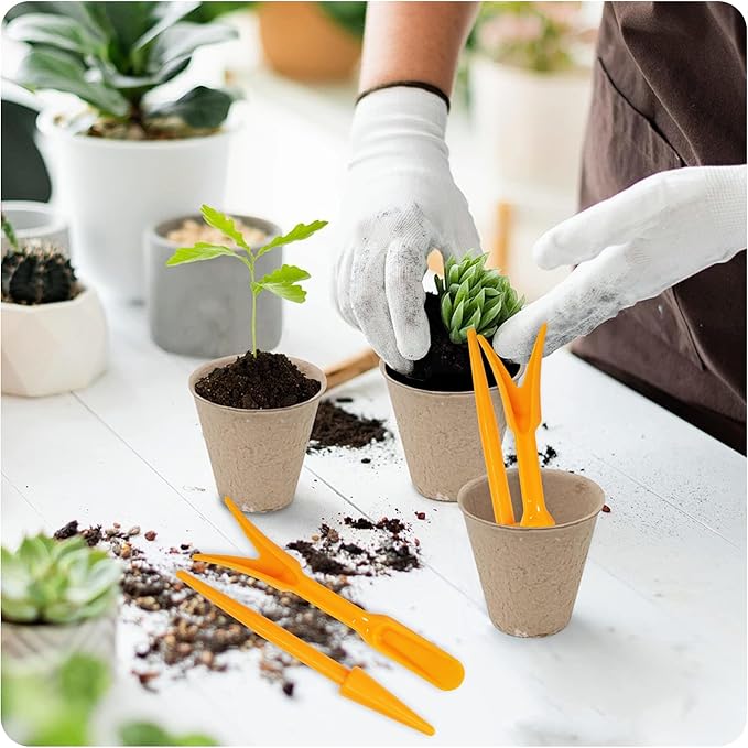 6PCS Mini Garden Hand Succulent Transplanting Tools Set, Plastic Seedling Dibber and Digging Tools