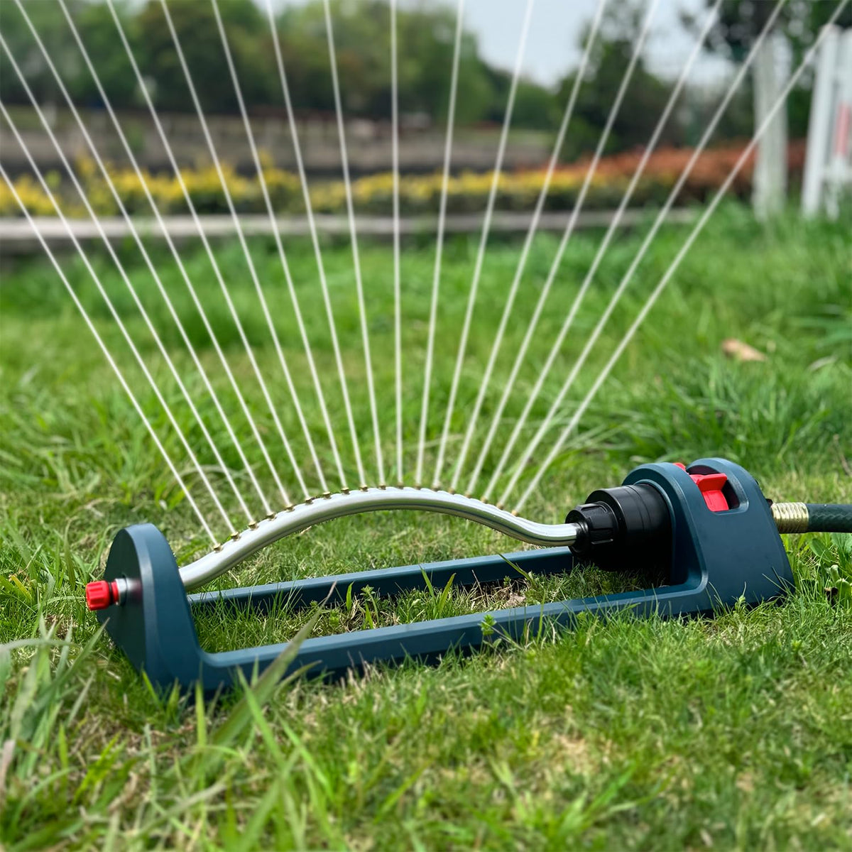 Meekamar Lawn Sprinkler, 18 Brass Nozzles Garden Water Oscillating Sprinkler for Yard Covers up to