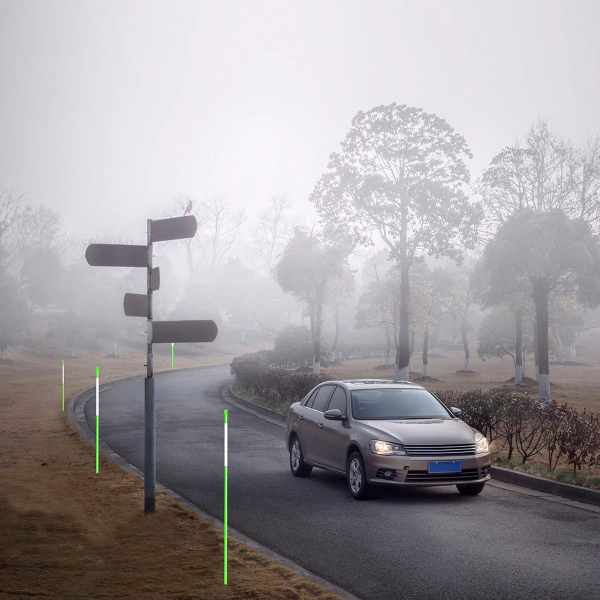 Driveway Markers Snow Stakes 48 inch Green Plow Stakes Reflective Fiberglass, Pack of 25 for