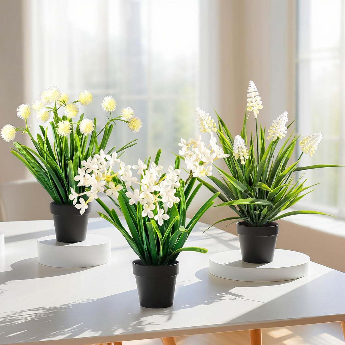 3 Pack Fake Small Plant Artificial Potted Flowers for Home Decor Fake Flower Plant Greenery Mini