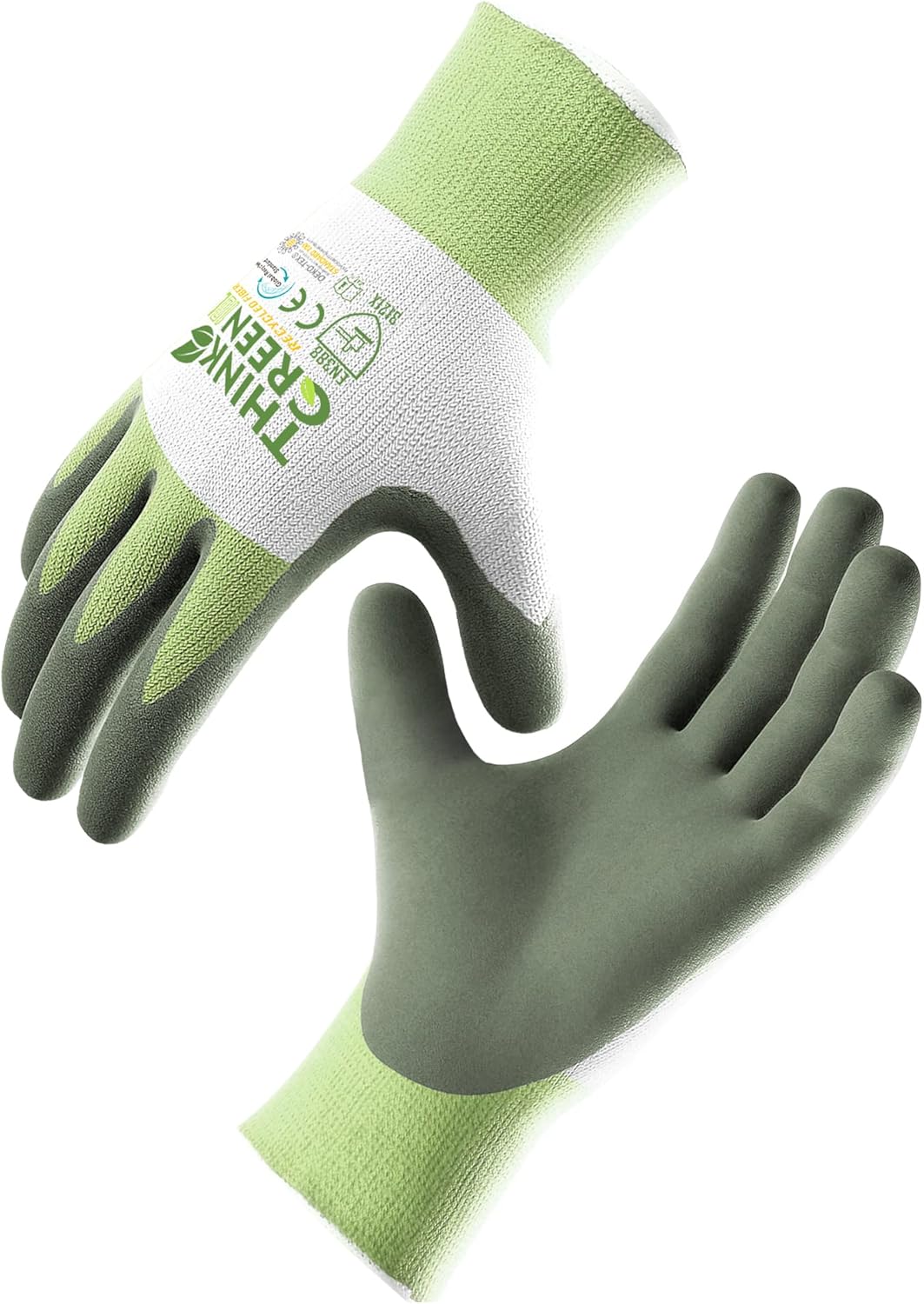 COOLJOB 3 Pairs Gardening Gloves for Women Men, 100% Recycled Polyester with Rubber Coated for