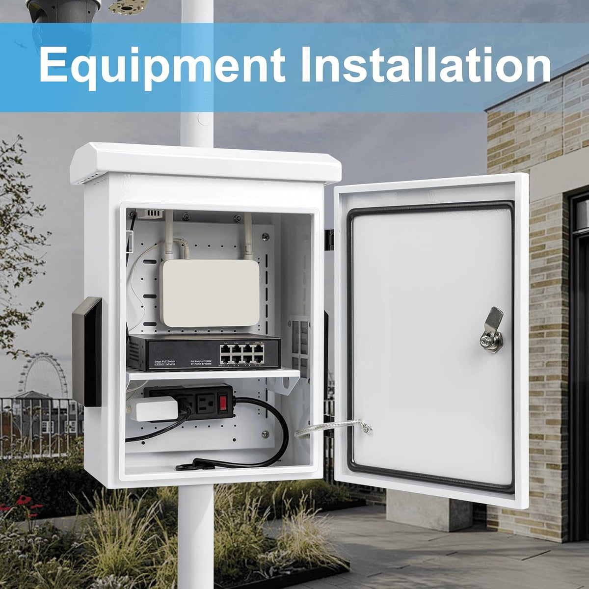 Outdoor Electrical Box with Thermostat and Fan, Cold-Rolled Steel Plate, Aluminum Alloy Back Beam