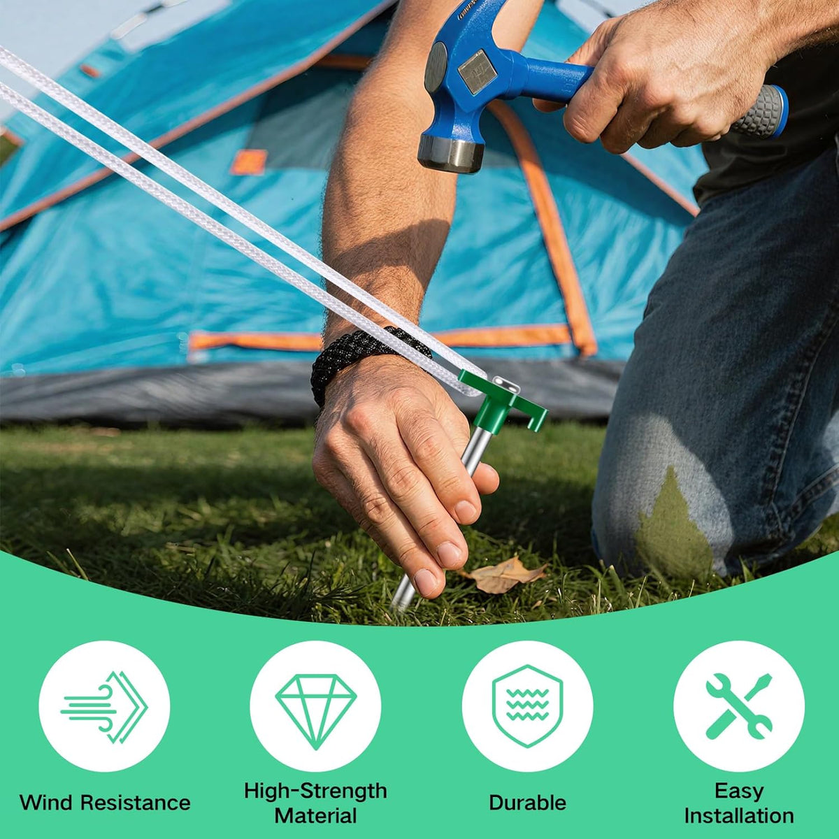 20 Pack Tent Stakes Heavy Duty, 9.84 Inch Rust-Proof Metal Tent Pegs, Ground Stakes Yard Stake for