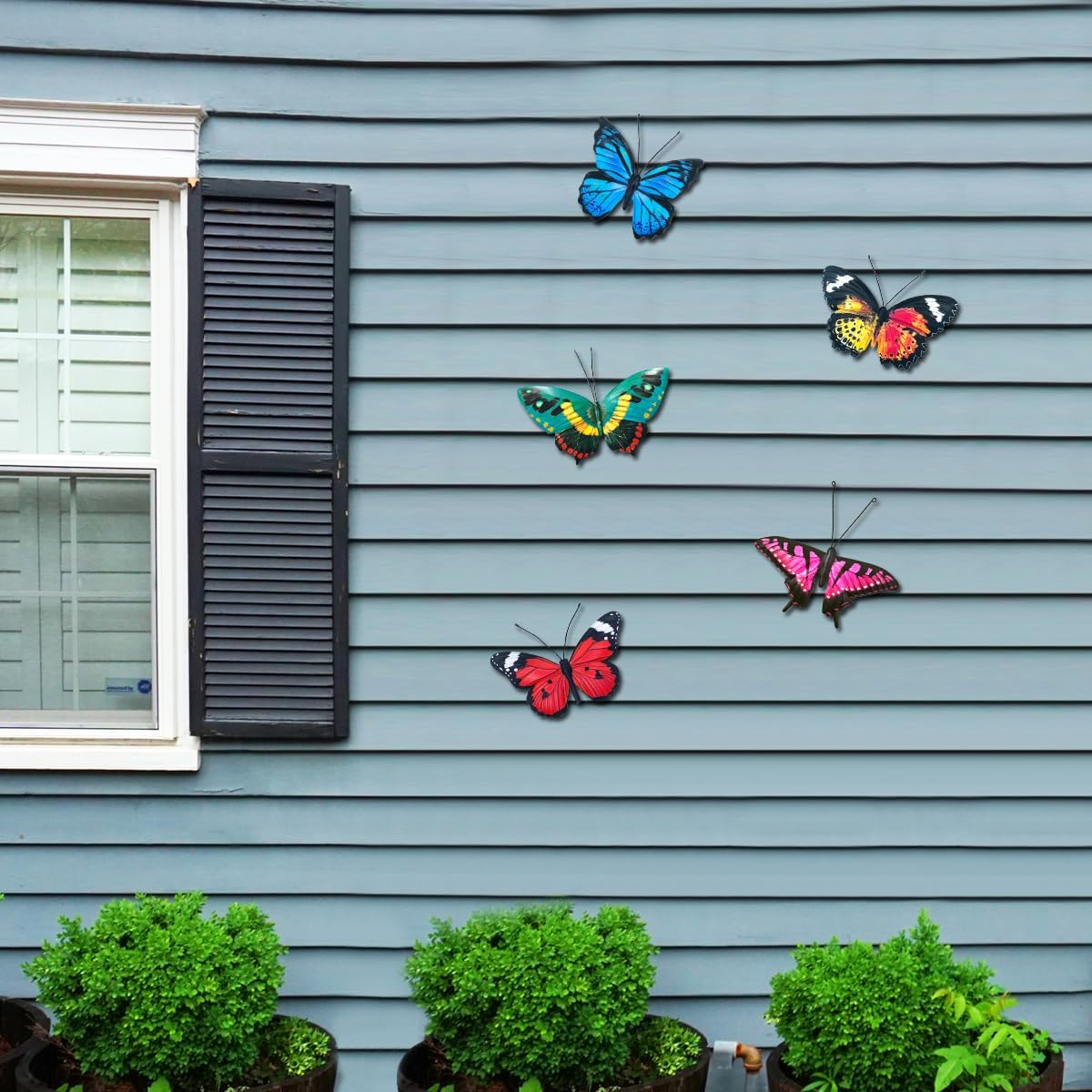 EOORAU Metal Butterfly Wall Decor - 5 Pack Lifelike Butterflies Wall Art Sculpture Hanging