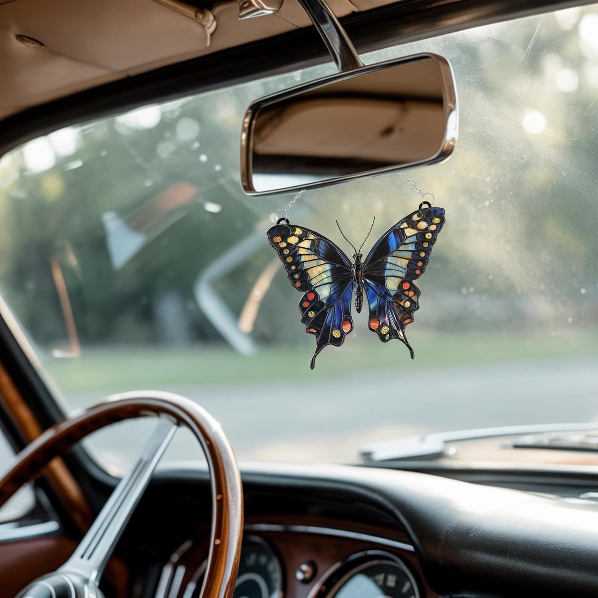 Midnight Butterfly Acrylic Suncatcher Stained Glass Effect Window Car Hanging Christmas Ornament