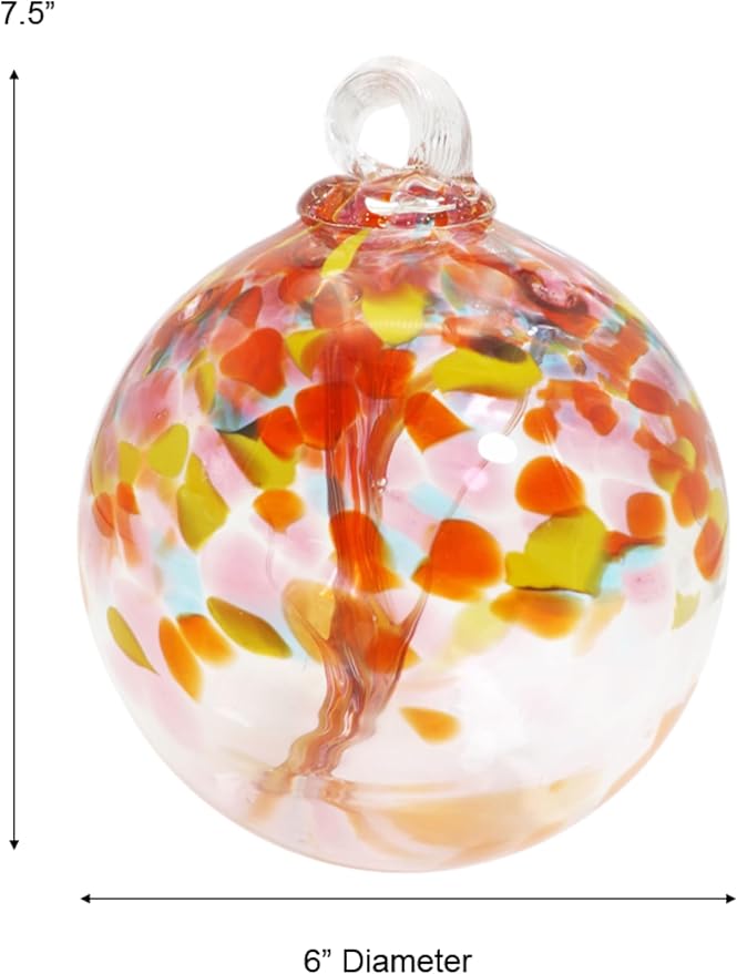Dale Tiffany Hand Blown Glass, 6" Diameter Eden, Tree of Life Collection, Witch Globe Hanging