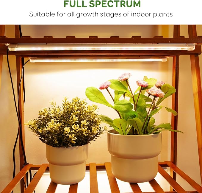 16" LED Grow Light Strips, 240 LEDs Full Spectrum Grow Lights for Indoor Plants with 3/9/12H Timer