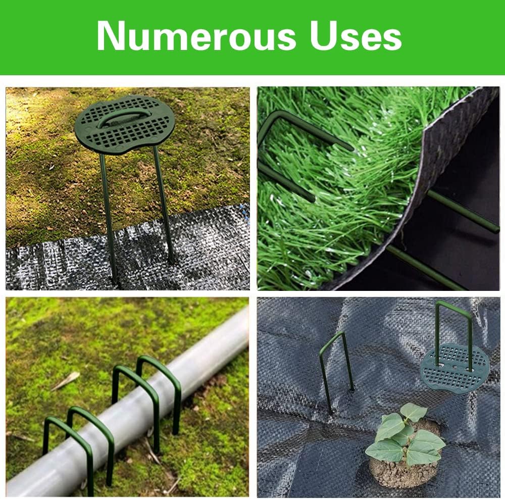 Bakulyor 150pcs Green Artificial Turf Stakes Staples + 150pcs Buffer Washer, 6 Inch 11 Gauge