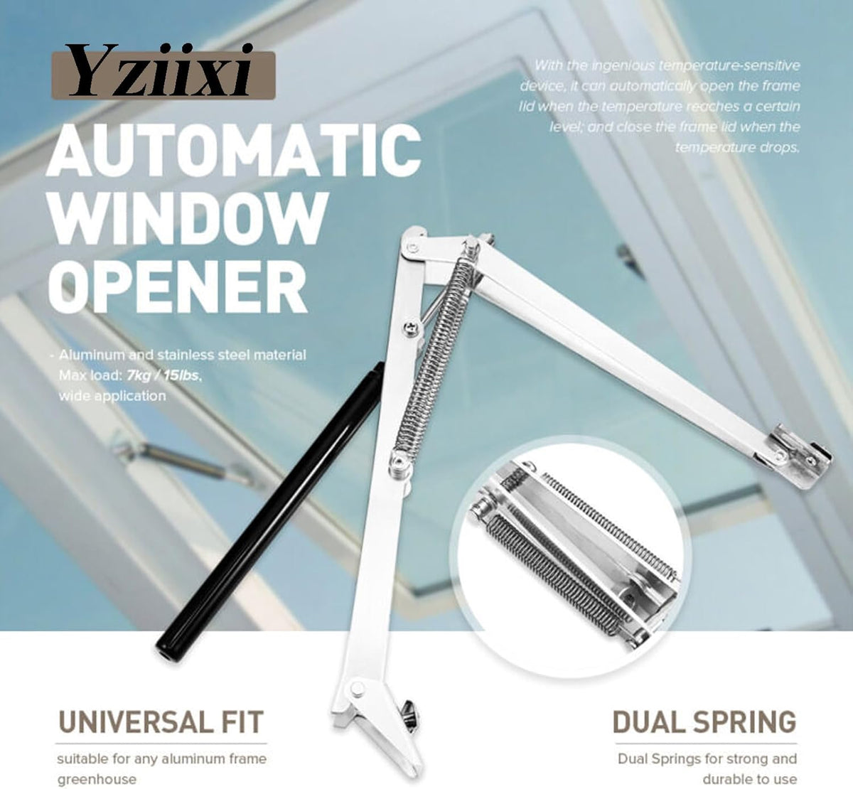 2 pcs Automatic Greenhouse Window Opener Auto Vent Opener Roof Vent Opener Auto Vent Kit Solar Heat