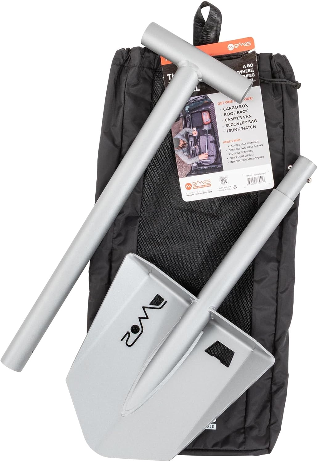DMOS Nomad Shovel - 2-Piece Collapsible Lightweight Aluminum Shovel for Camping, Overlanding