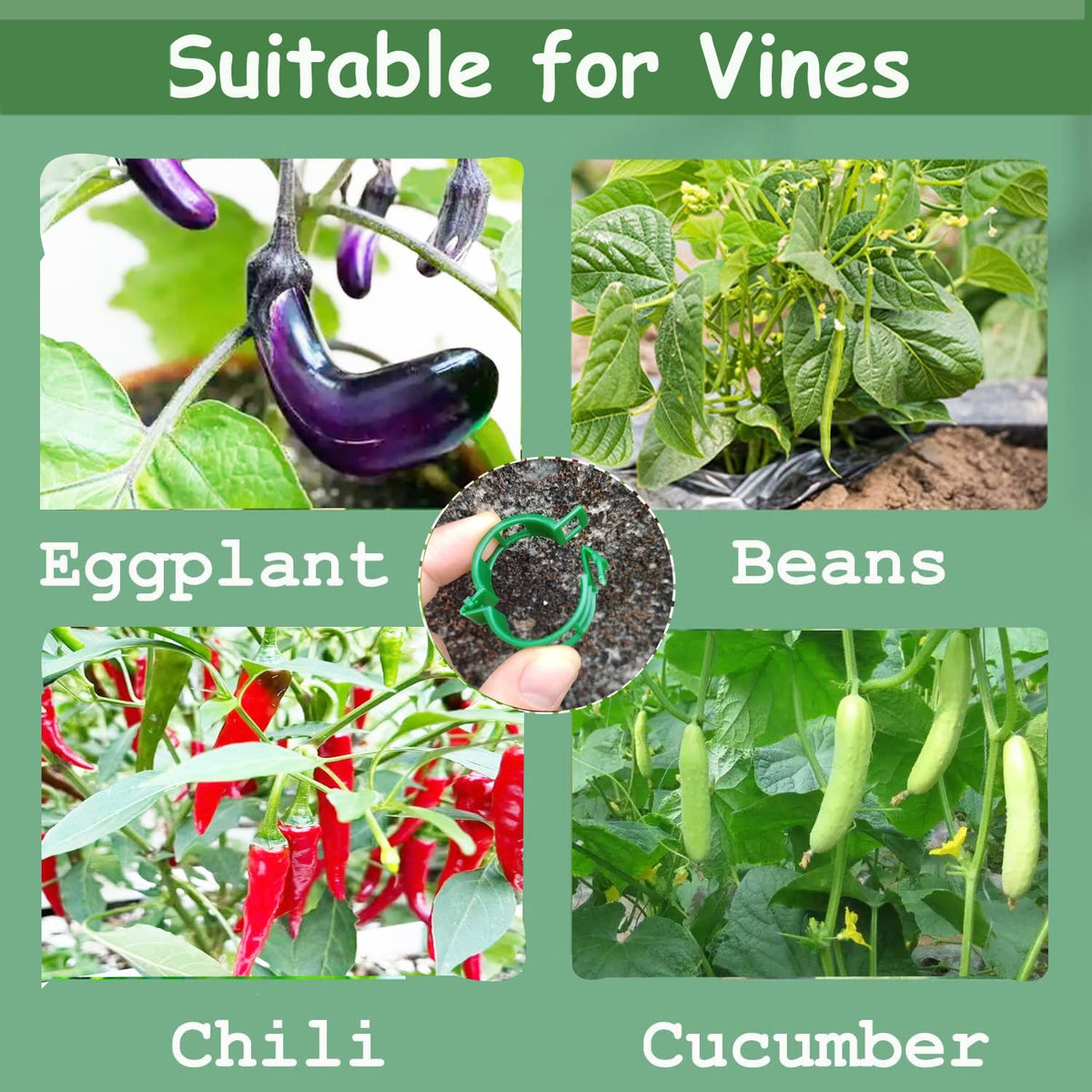 CACERIAWM Plant Support Clips, 100 Pcs Tomato Clips, Plastic Trellis Clips, Grape Vine Tomato Vine