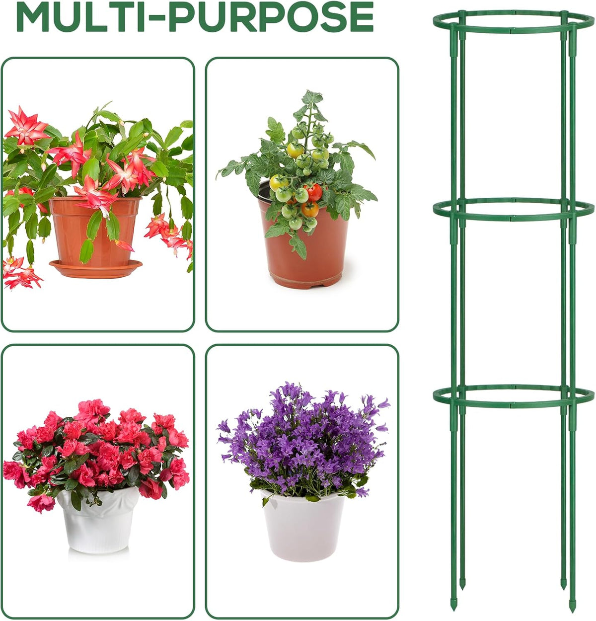 24 Pcs Plant Support Stakes, Half Round Plant Support for Indoor Plants, Stackable Garden Flower