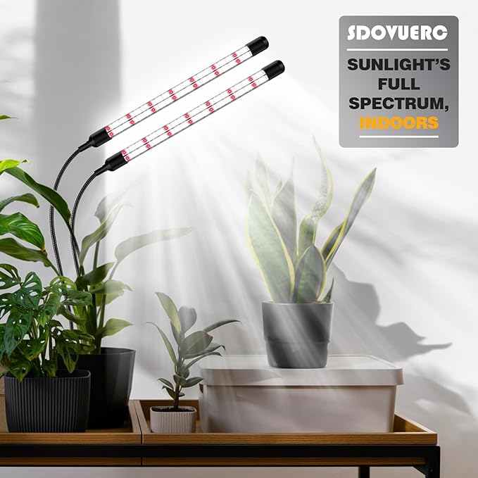 V-Shape Grow Lights for Indoor Plants, 2 Heads LED Full Spectrum Lamps With Clips, 5 Dimmable