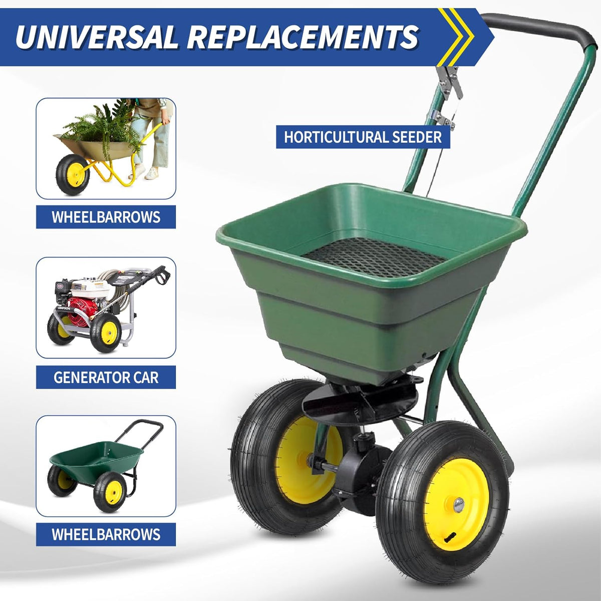 (2 Pack)4.80/4.00-8 Wheelbarrow Tire and Wheel, 16" Rubber Pneumatic Wheel, 3" -6" Centered Hub