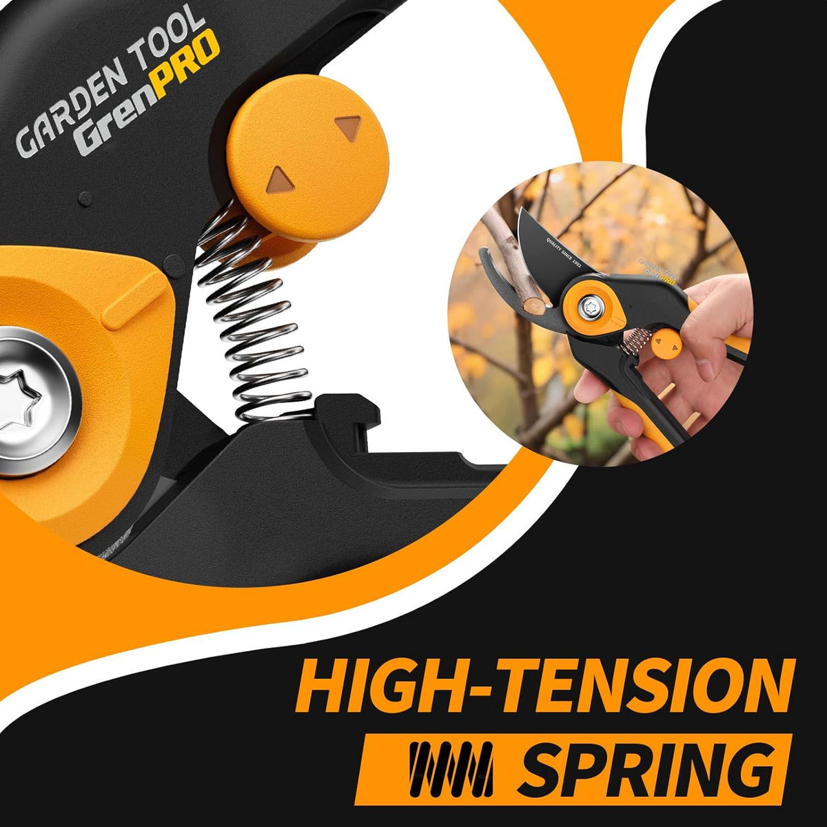 Bypass Pruning Shears 8.6", Heavy Duty Garden Clippers Handheld Cuts 1.38" Hardwood, Sharp SK5