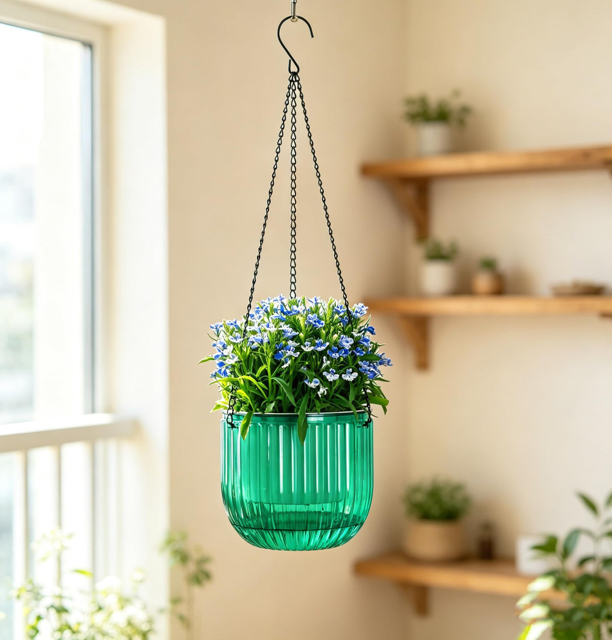 Melphoe 2 Pack Self Watering Hanging Planters Indoor Flower Pots, 6.5 Inch Outdoor Hanging Basket