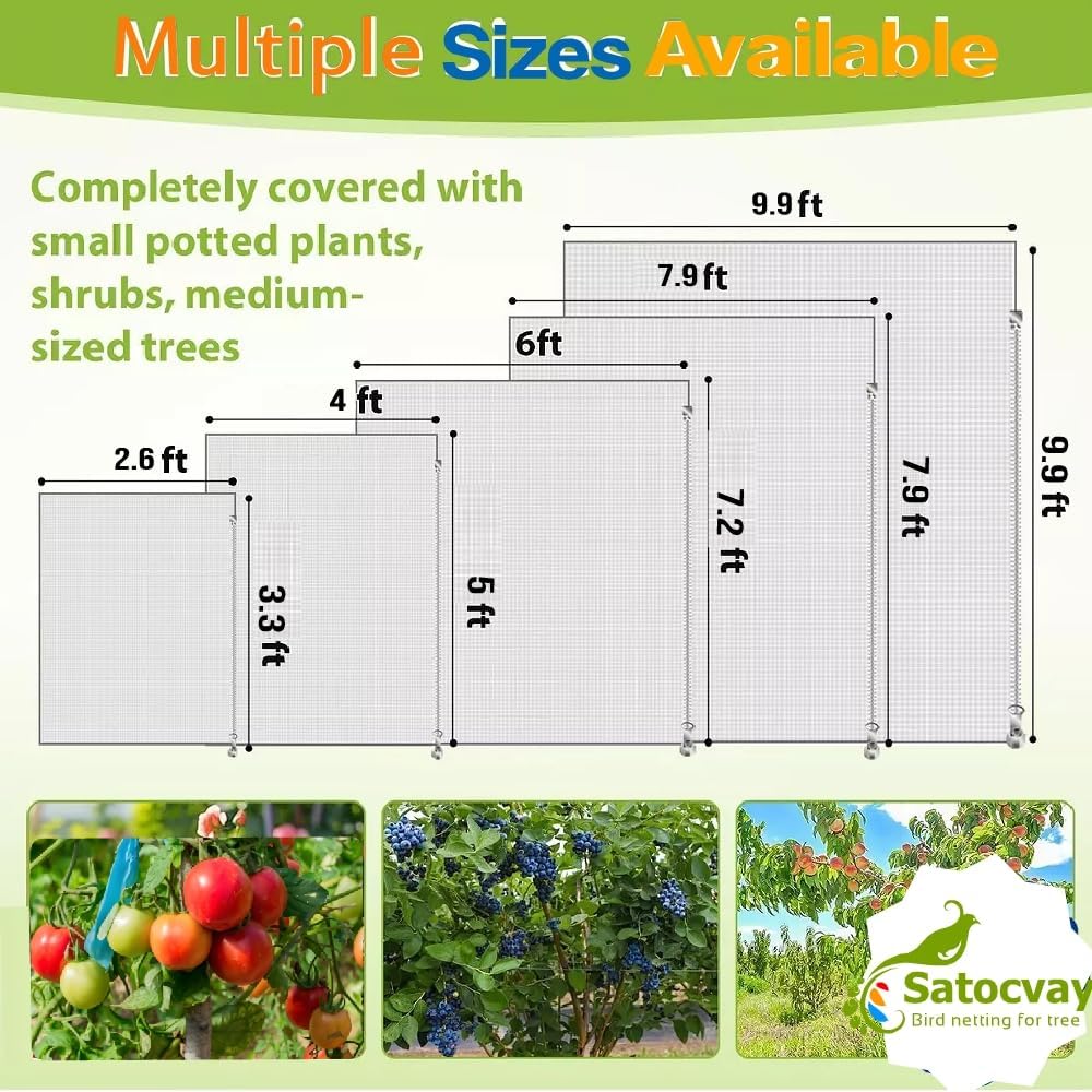 6Pcs 5x5.3ft Durable Garden Mesh Netting, Pest Barrier & Bird Net for Protect Fruit Tree Blueberry