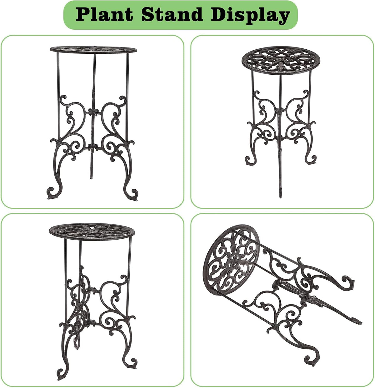 OwnMy Heavy Duty Cast Iron Plant Stand Indoor Outdoor Vintage Wrought Iron Round Flower Pot Holder