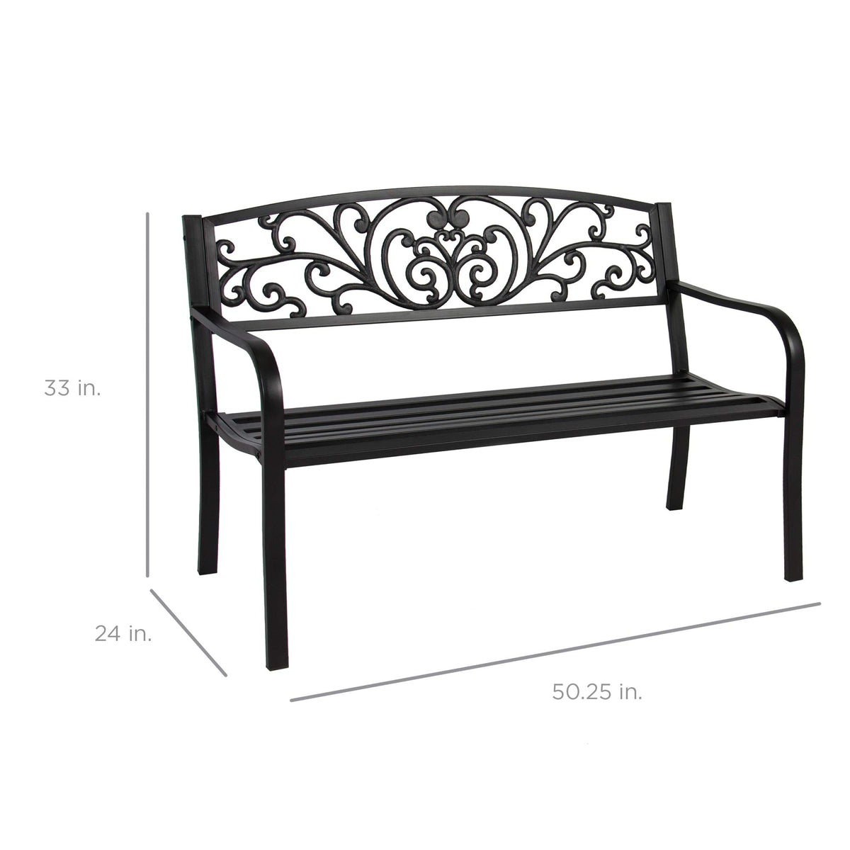 Best Choice Products Outdoor Bench Steel Garden Patio Porch Furniture for Lawn, Park, Deck w/Floral