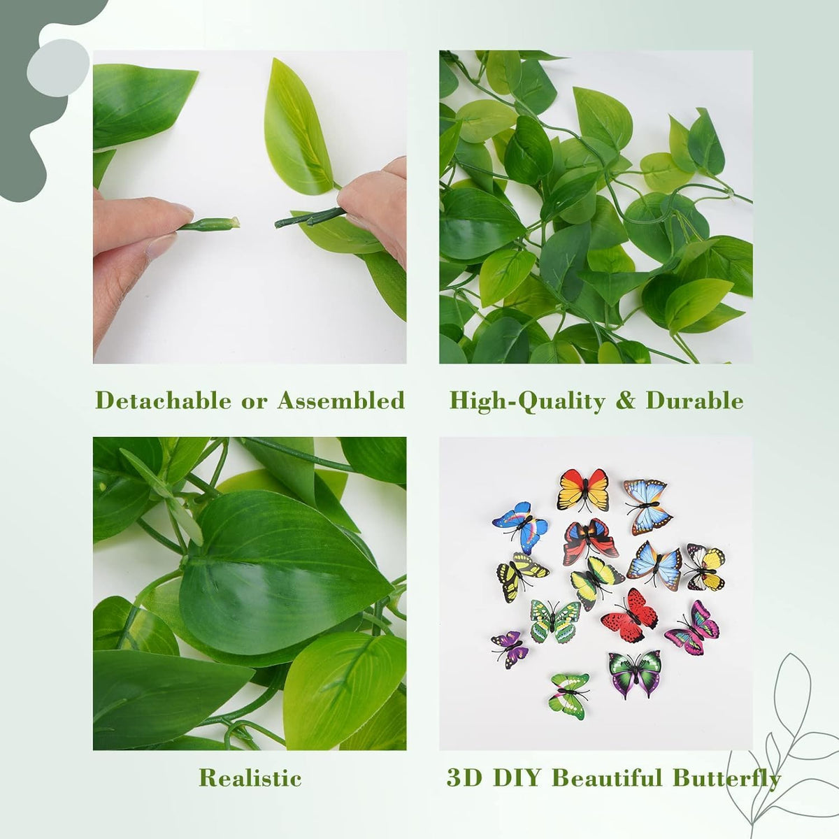 BLEUM CADE Fake Hanging Plants, 8pcs Artificial Hanging Plant, Faux Pothos Vines Hanging Plant