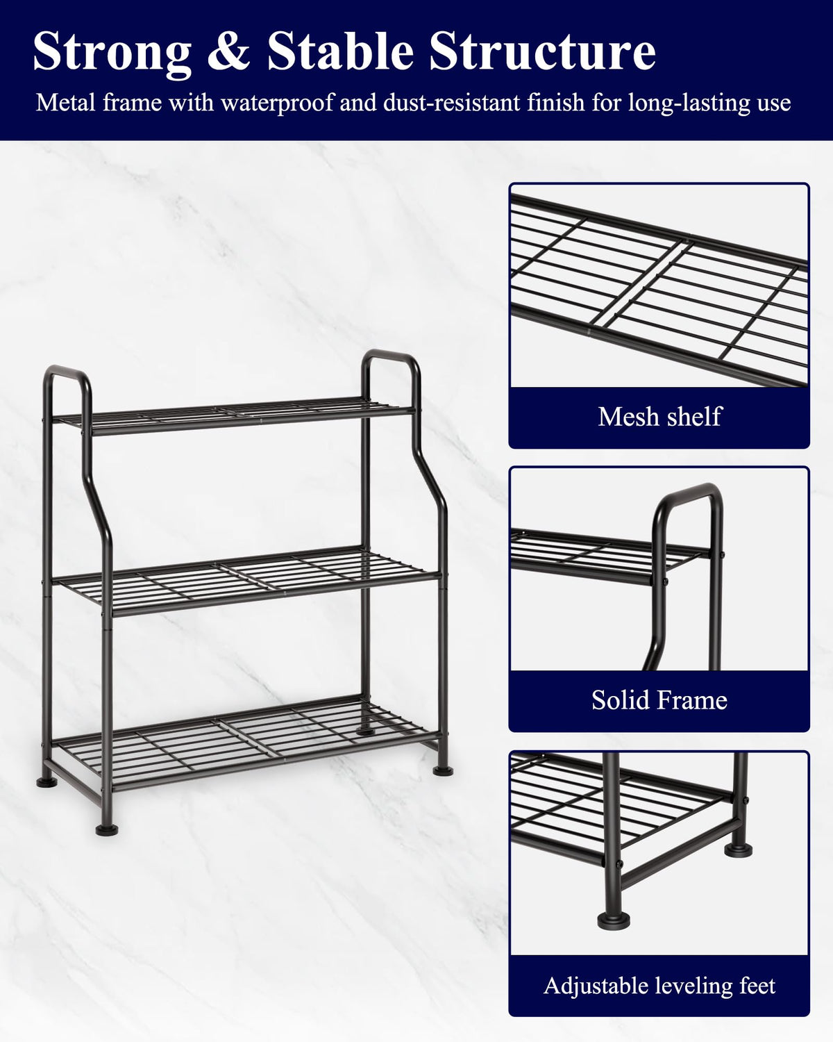 Kitsure 3-Tier Plant Stand Indoor & Outdoor, 27" x 11.4" x 29.3", Black