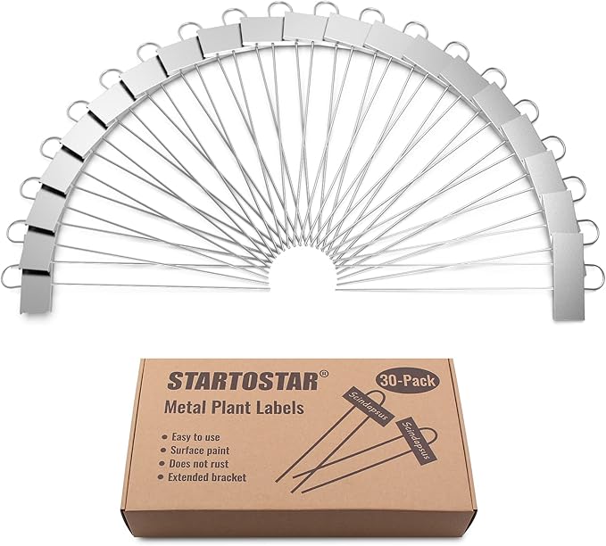 STARTOSTAR 30-Pack Metal Plant Labels Weatherproof Garden Markers,Height 10.6'', Label Area 3.5''X