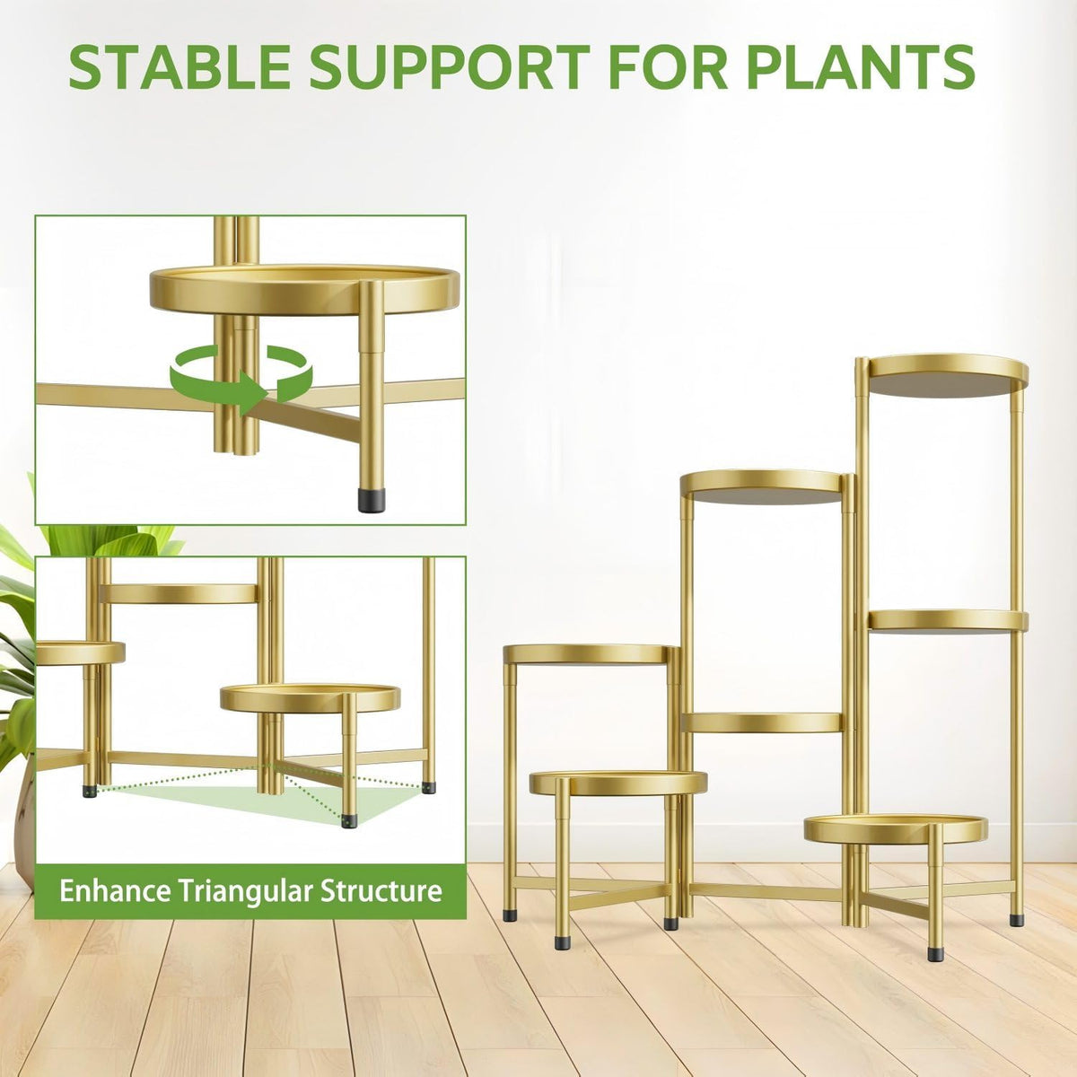 iDavosic.ly 7 Tier Large Plant Stand Indoor, 10 Inch Wide Tall Corner Metal Plant Stands Outdoor