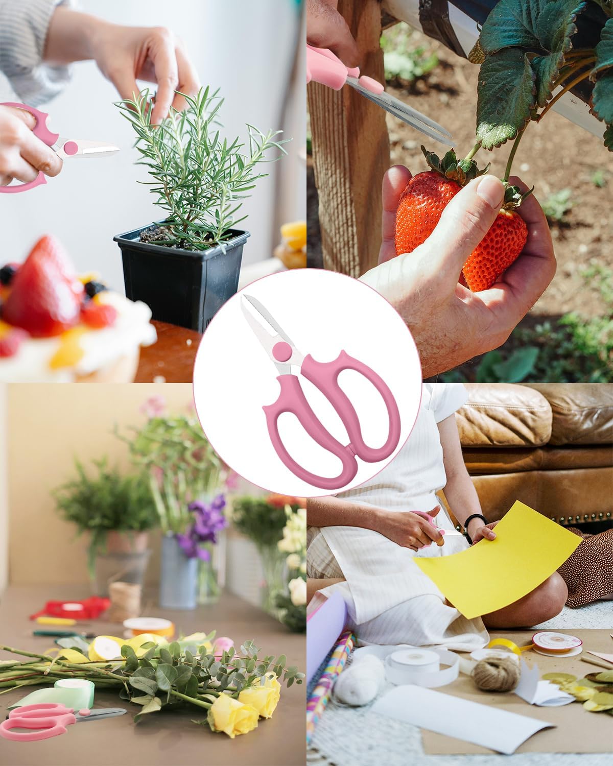 Pink Flower Scissors, Thickened Stainless Steel Floral Pruning Snips – Sharp Garden Clippers for