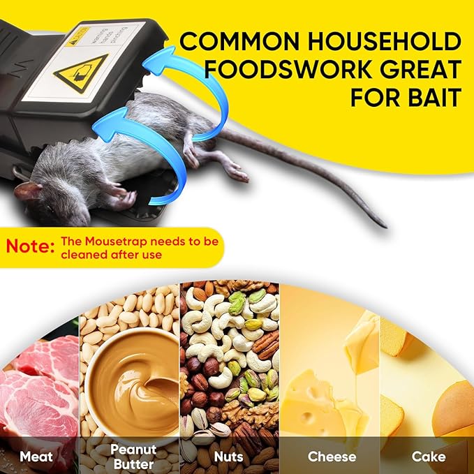 Rat Trap 6-Pack, Large Mouse Traps for Indoor and Outdoor Use, Reusable Mouse Trap, Fast, Hygienic