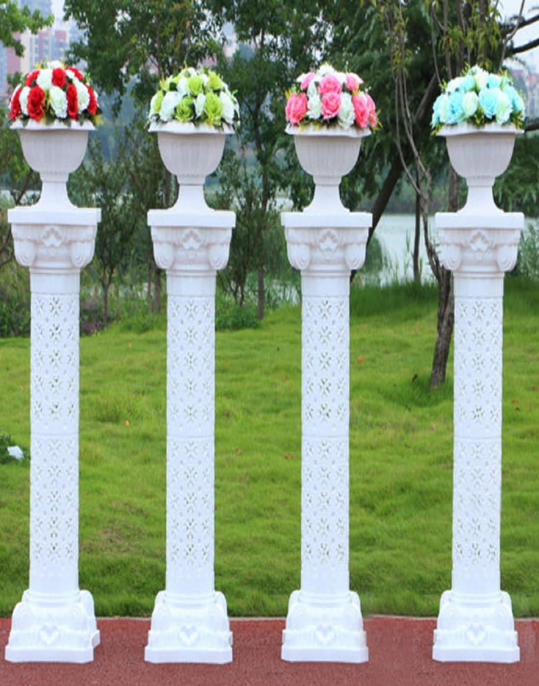 Efavormart 4 Pillars/Set Venetian Roman Wedding Columns Holds Flower Plates 41" Tall(Height