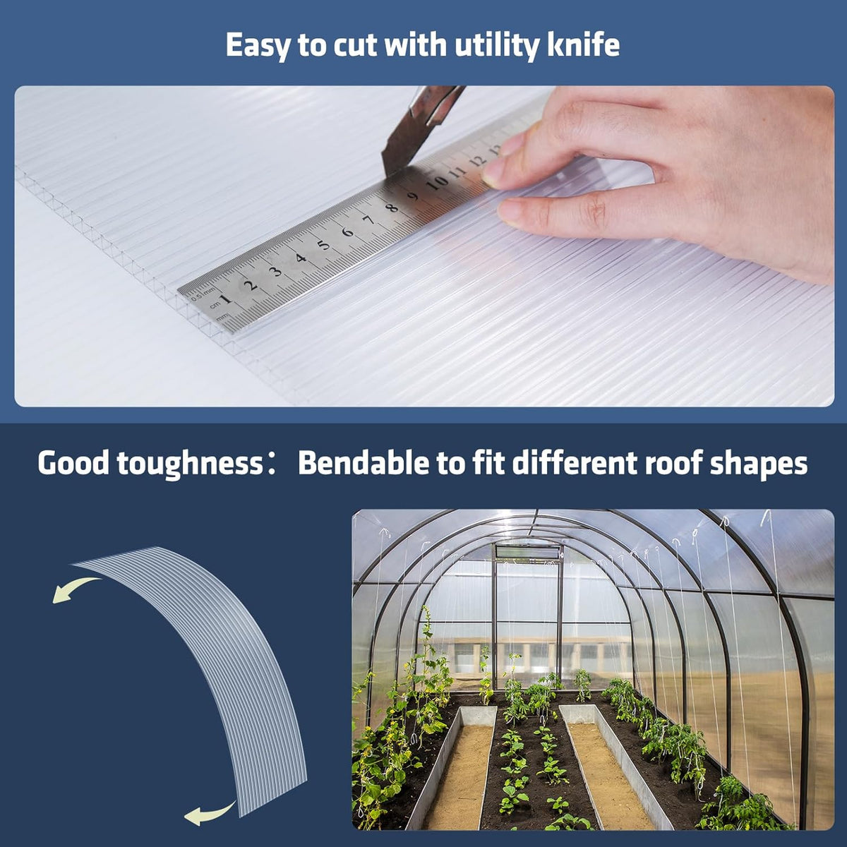 UMIG 12 PCS 4' x 2' x 0.16'' Polycarbonate Greenhouse Panels, Twin-Wall Waterproof UV Protected