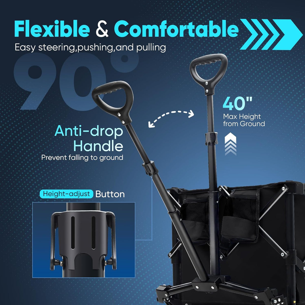 Sekey Collapsible Foldable Wagon with 330lbs Weight Capacity, Heavy Duty Folding Wagon Cart with