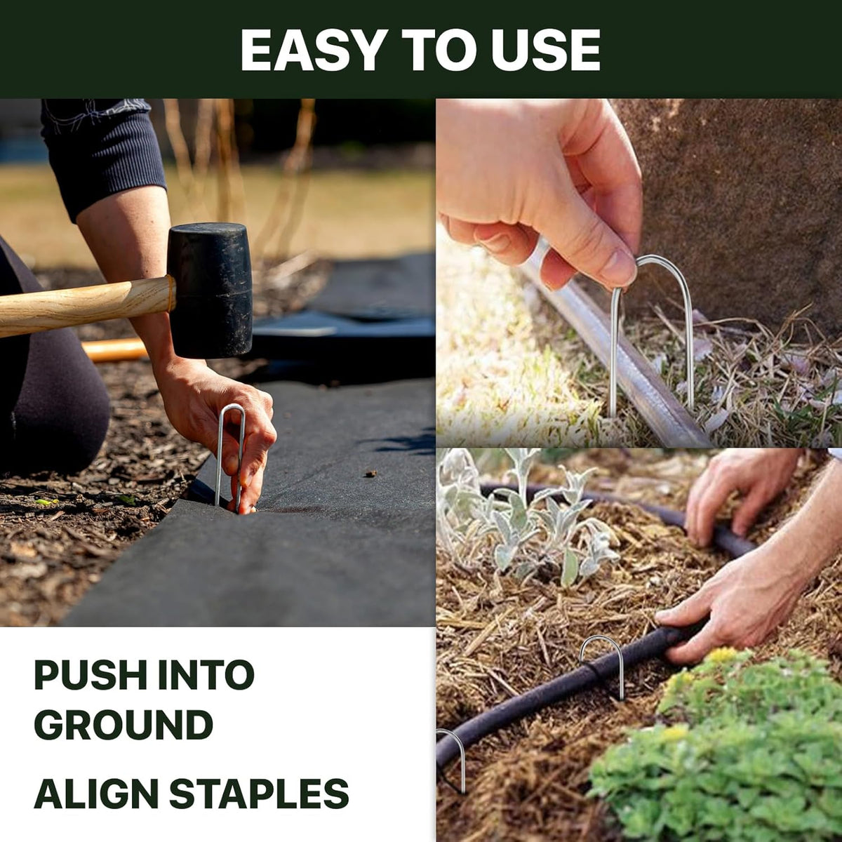 U Shaped Landscape Garden Staples 4 Inch 40 Pack Updated 11Gauge Irrigation Stakes Galvanized
