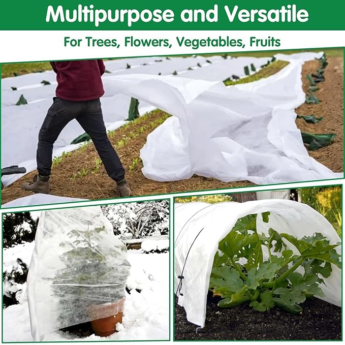 Plant Covers Freeze Protection, 10ft x 30ft 1.41oz/yd² White Frost Cloth Plant Blankets with 20