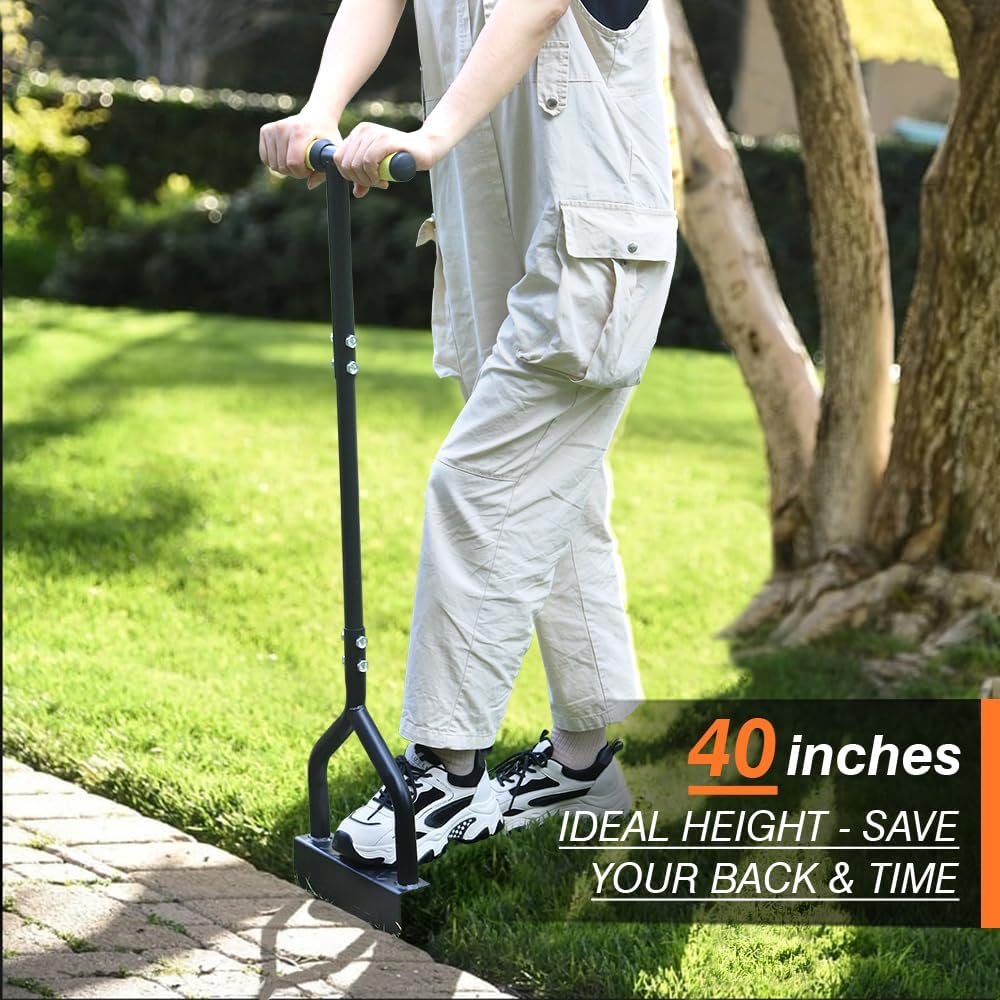 Colwelt Manual Edger Lawn Tool 40-inch, Half Moon Edger Chopper Lawn Tool with V-Shape Serrated